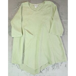 La Fixsun Linen Tunic Top 3/4 Sleeve Green Size Large Oversized Lagenlook Boho